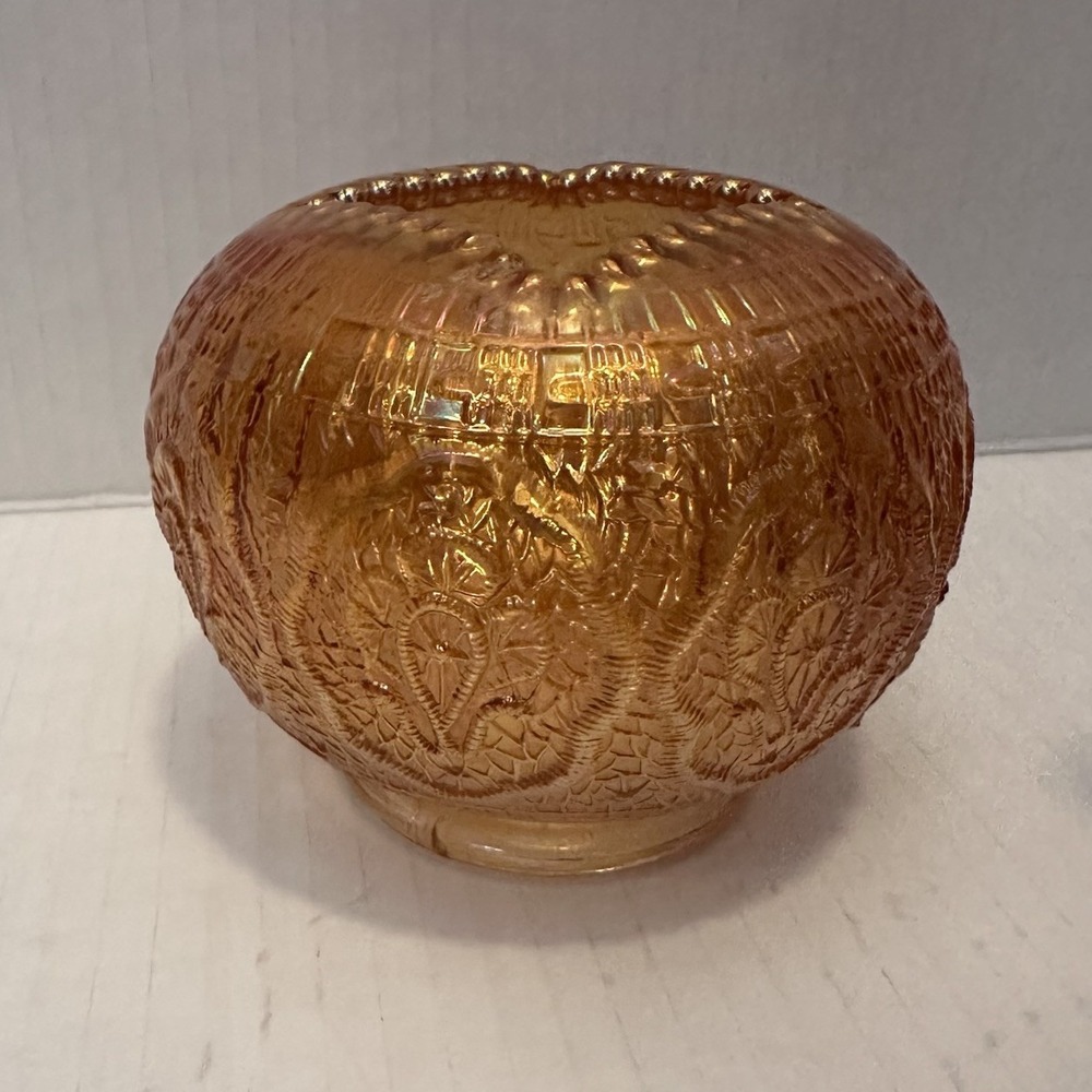 Vintage Fenton Marigold Carnival Glass Persian‎ Hair Receiver Rose Bowl Antique